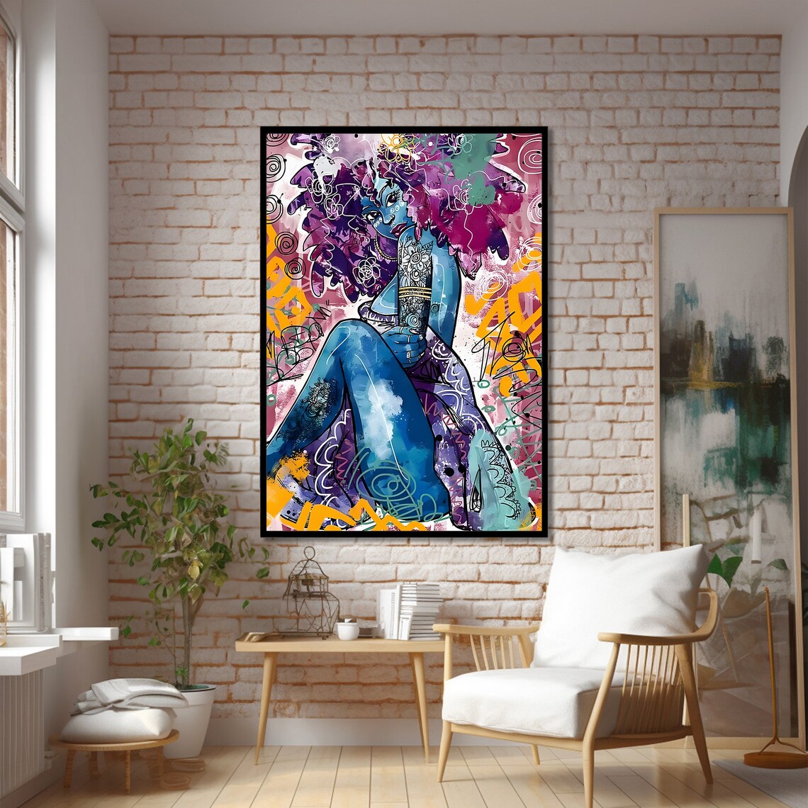 Abstract African Woman Painting, Ethnic Decor - Image 2