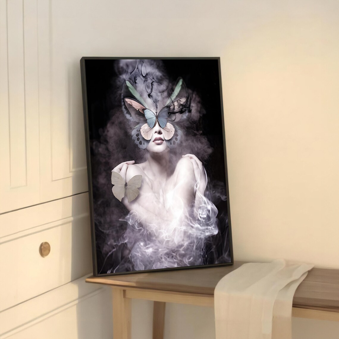 Butterfly Lady In Mist, Surreal Fantasy Art Print - Image 5