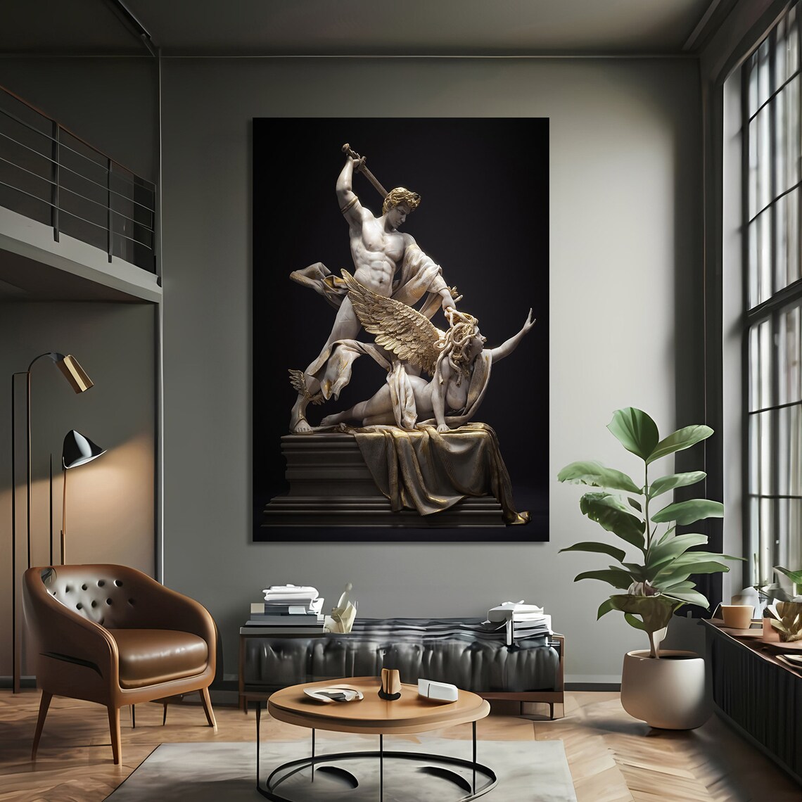 Neoclassical Marble Sculpture, Mythological Figures - Image 3