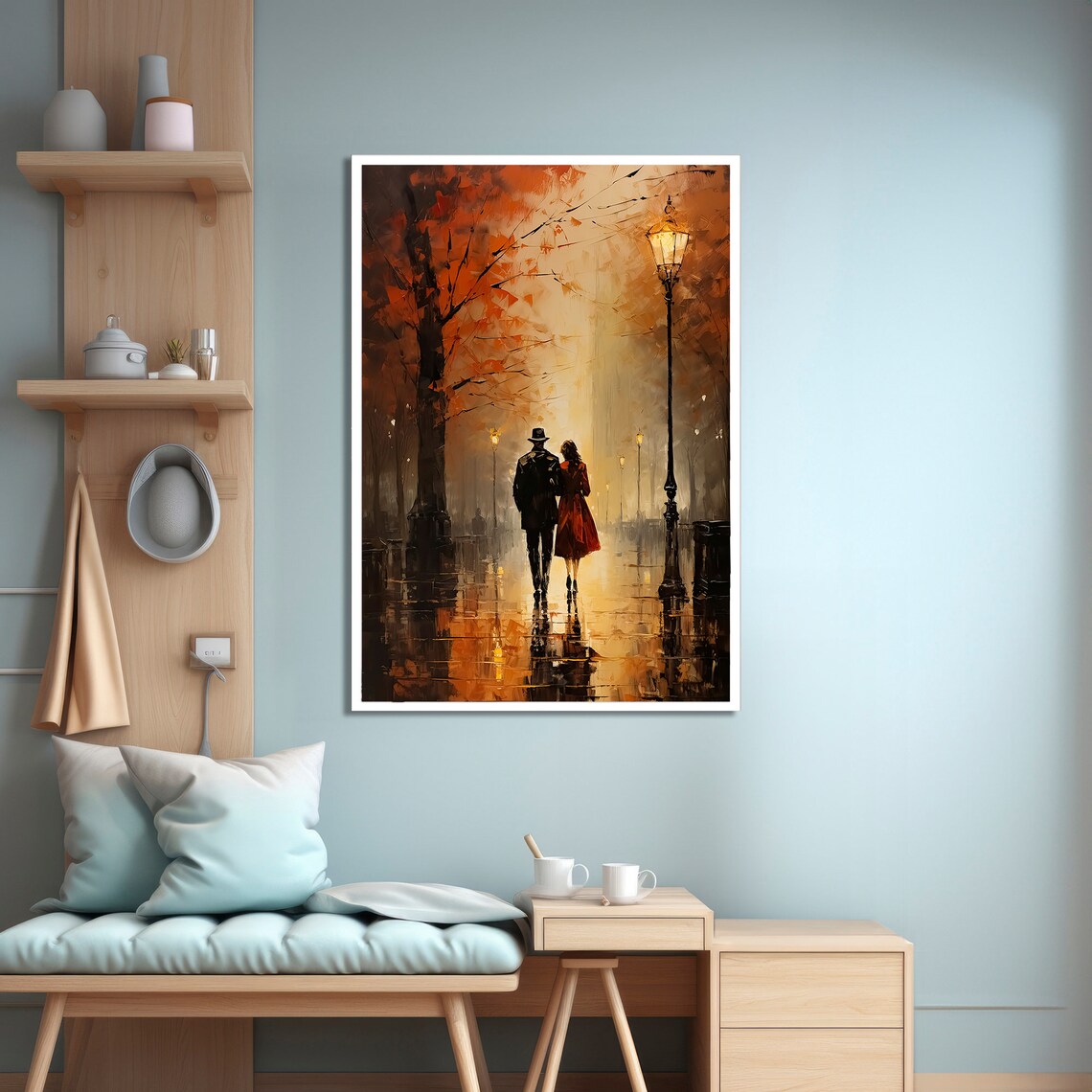Romantic Evening Stroll, Autumn Walk Art Print - Image 4