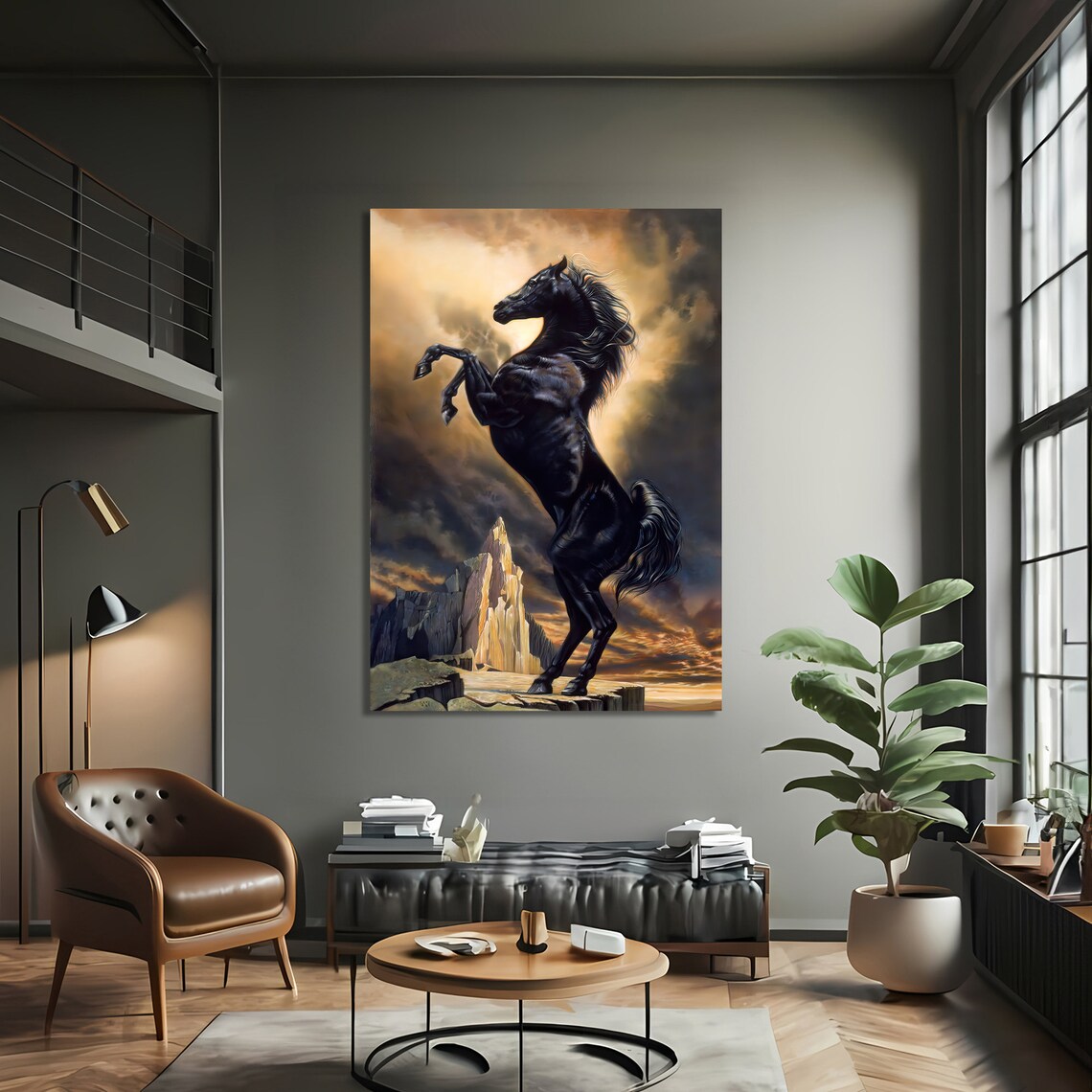 Majestic Black Stallion, Dramatic Horse Poster - Image 3