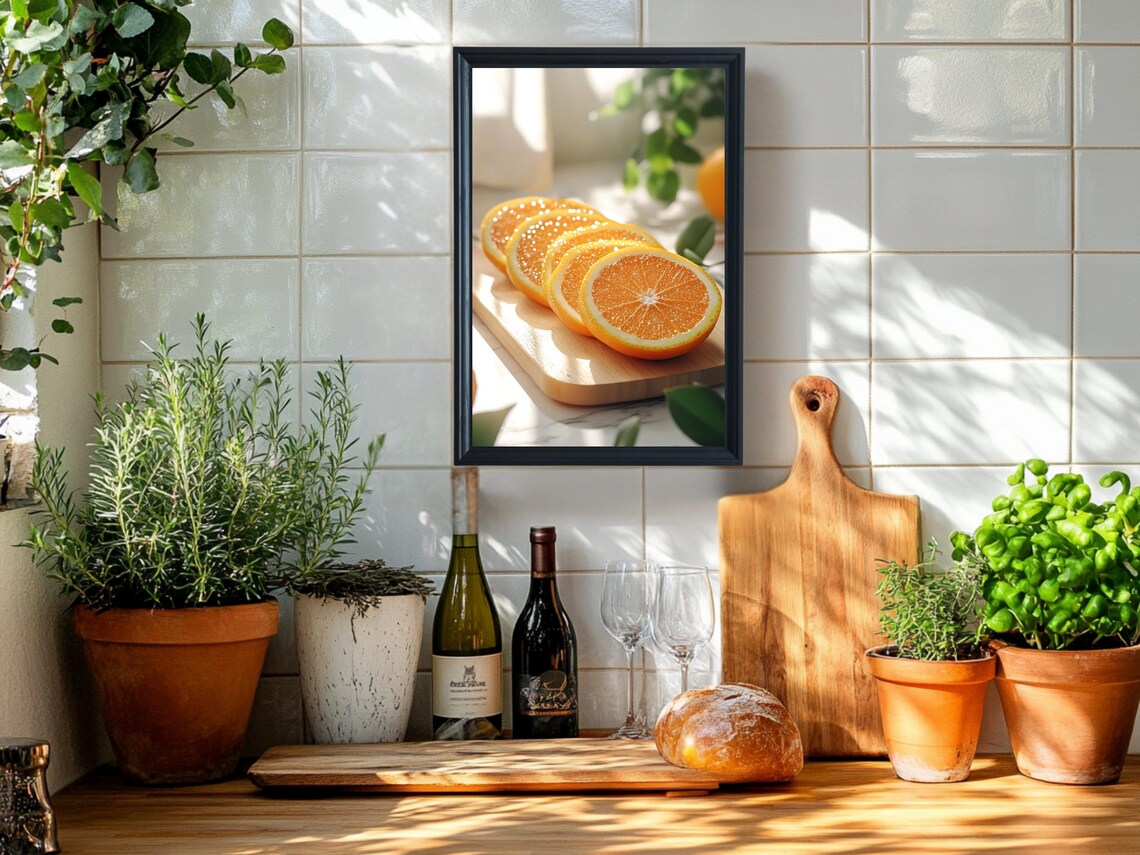 Fresh Citrus Slices Kitchen Wall Art Orange Fruit Decor Kitchen Art Print Vibrant Fruit Wall Decor Modern Kitchen Wall Art - Image 2