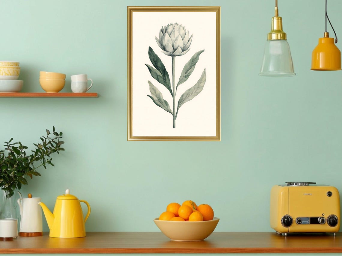 Artichoke Botanical Illustration Minimalist Nature Decor Poster - Image 3