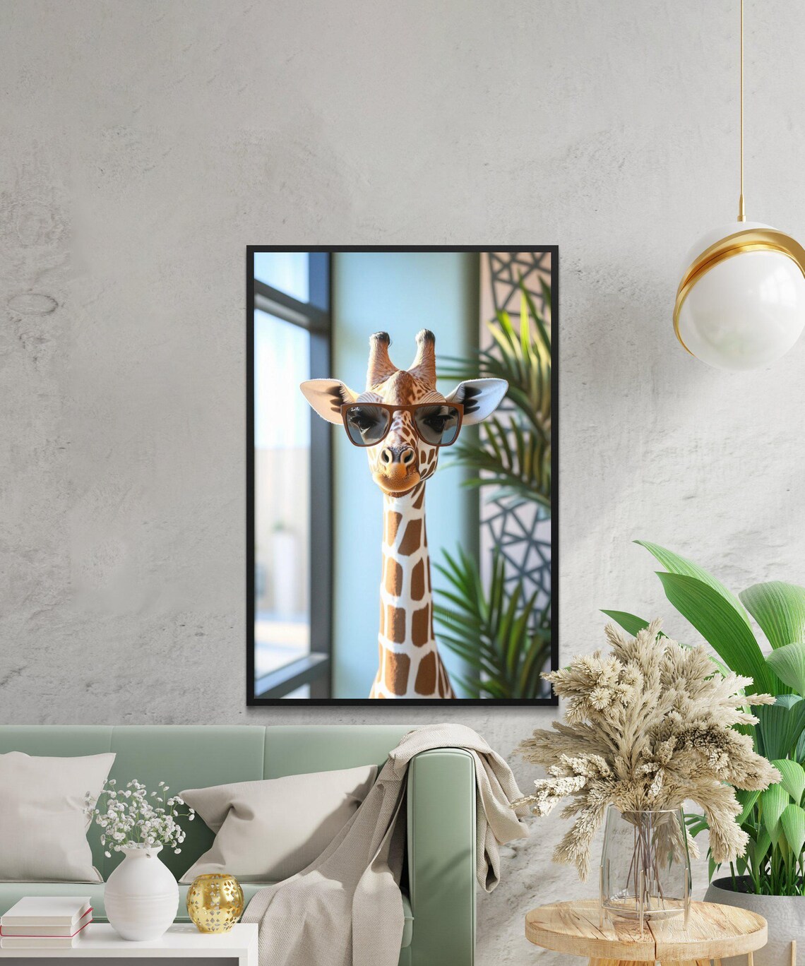 Cool Giraffe Wearing Sunglasses Colorful Safari Photography Poster - Image 2