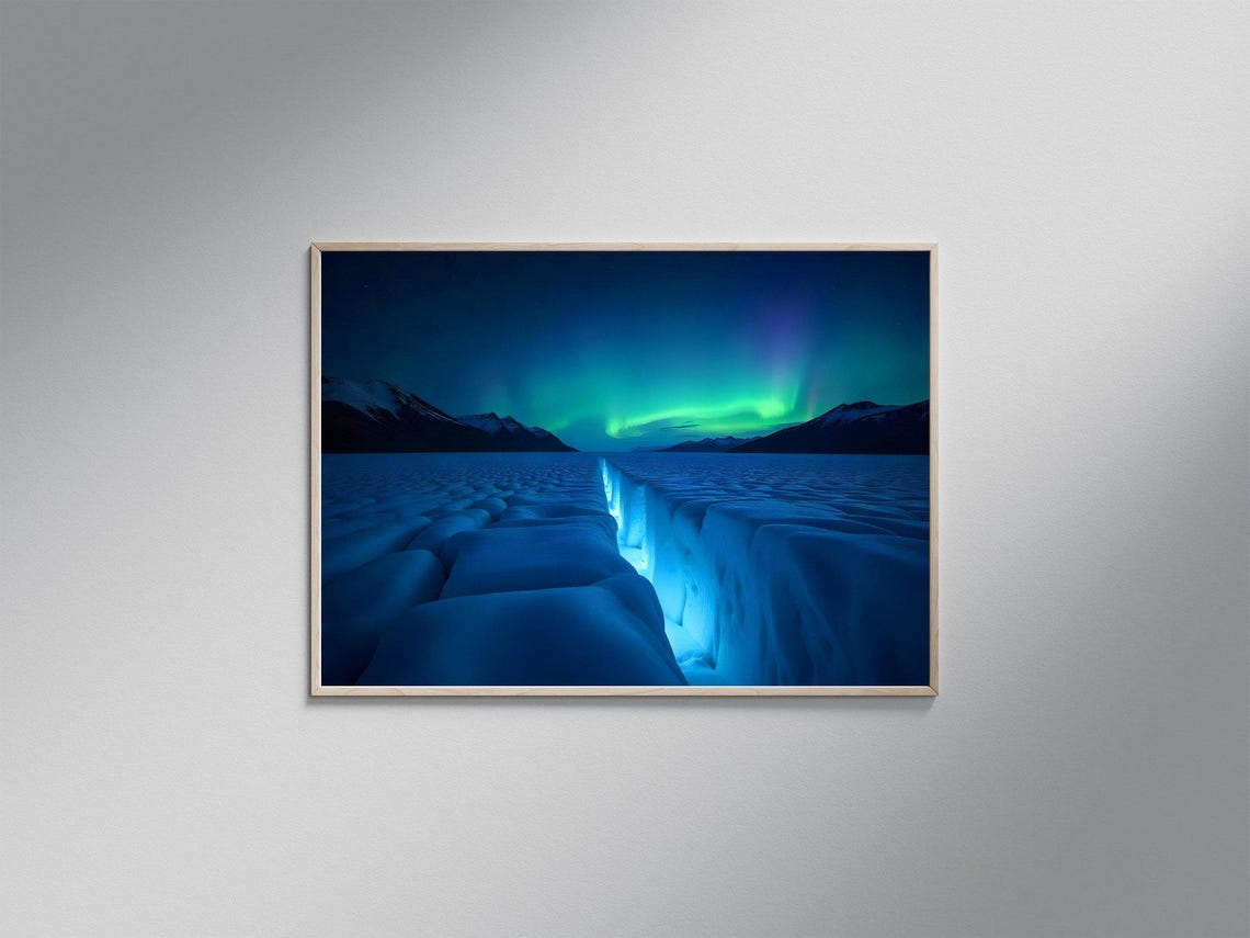 Aurora Borealis Northern Lights Wall Art Arctic Landscape Print Modern Nature Photography Scenic Home Decor