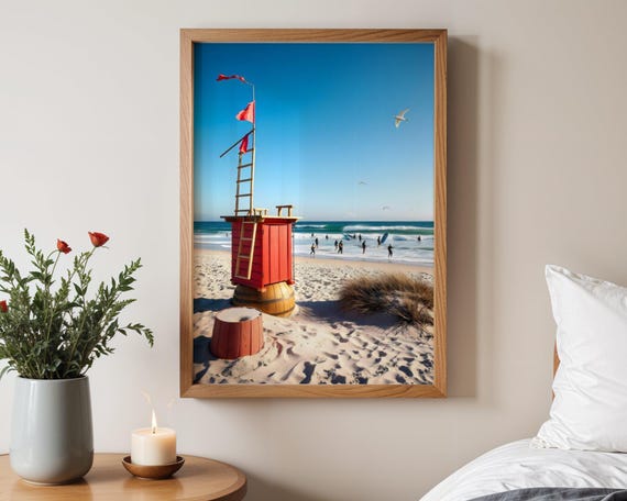 Beach Lifeguard Tower Wall Art Coastal Decor Surfing Beach Print Ocean Photography Modern Beach Home Decor Nautical Wall Art