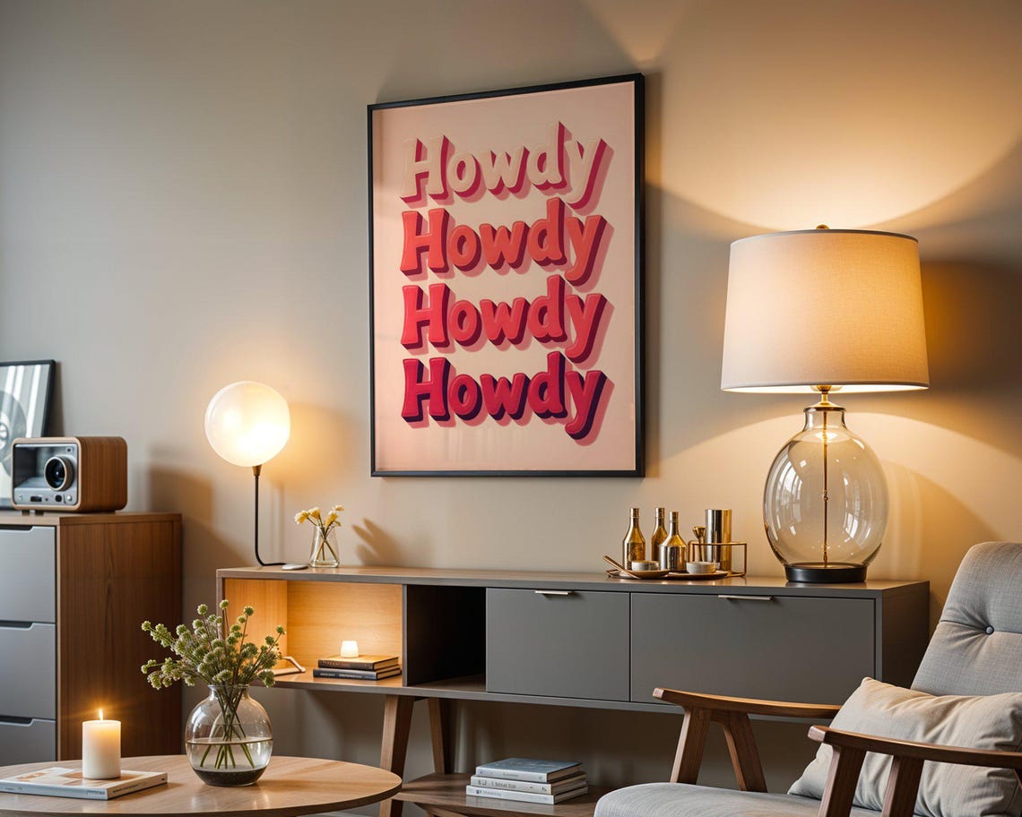 Howdy Howdy Howdy Howdy Retro Western Cowboy Typography Poster - Image 3