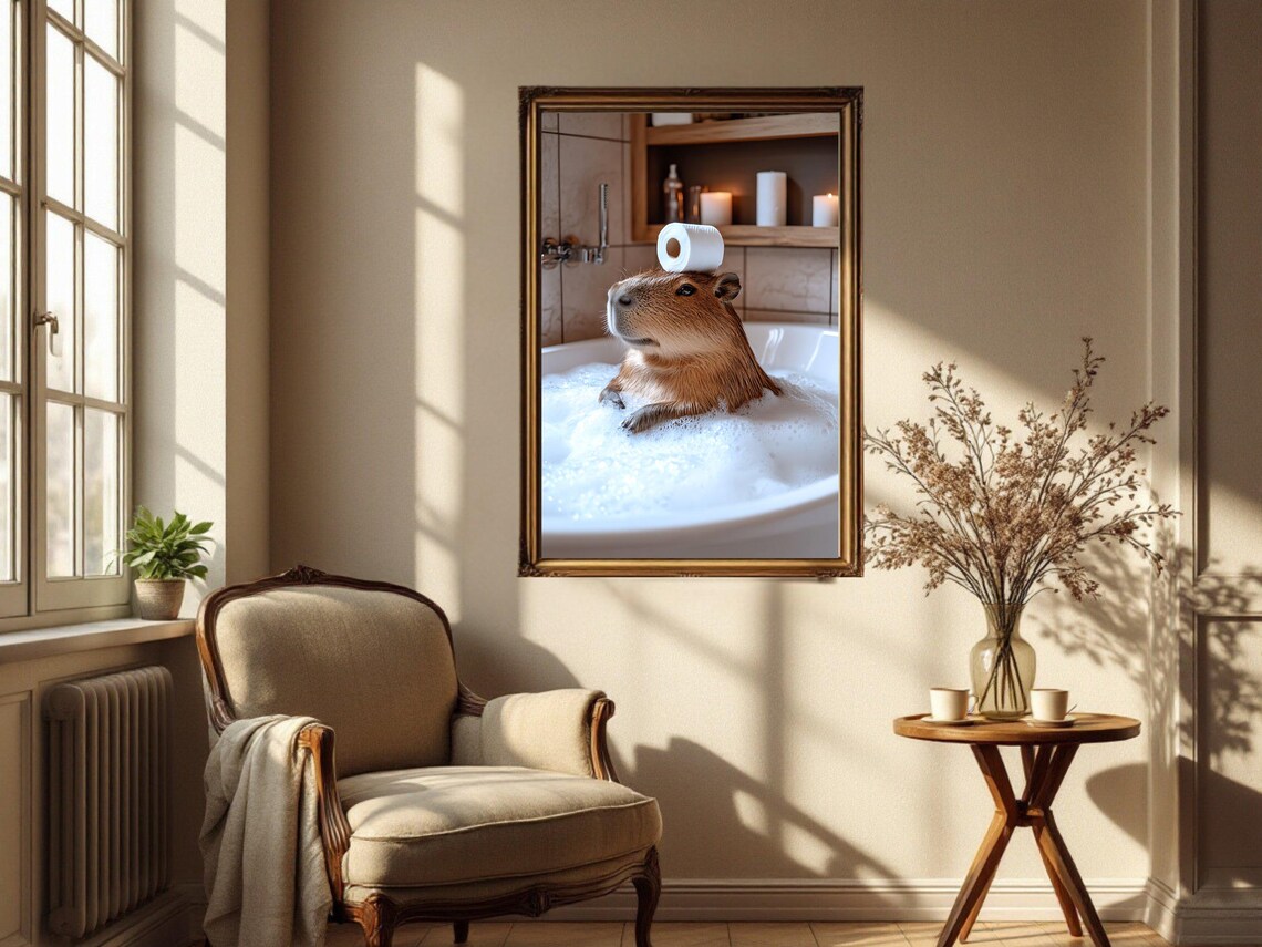 Funny Capybara Bathroom Art Print Cute Animal Wall Decor Bathroom Wall Art Quirky Capybara Poster Unique Home Decor Gift For Animal - Image 4
