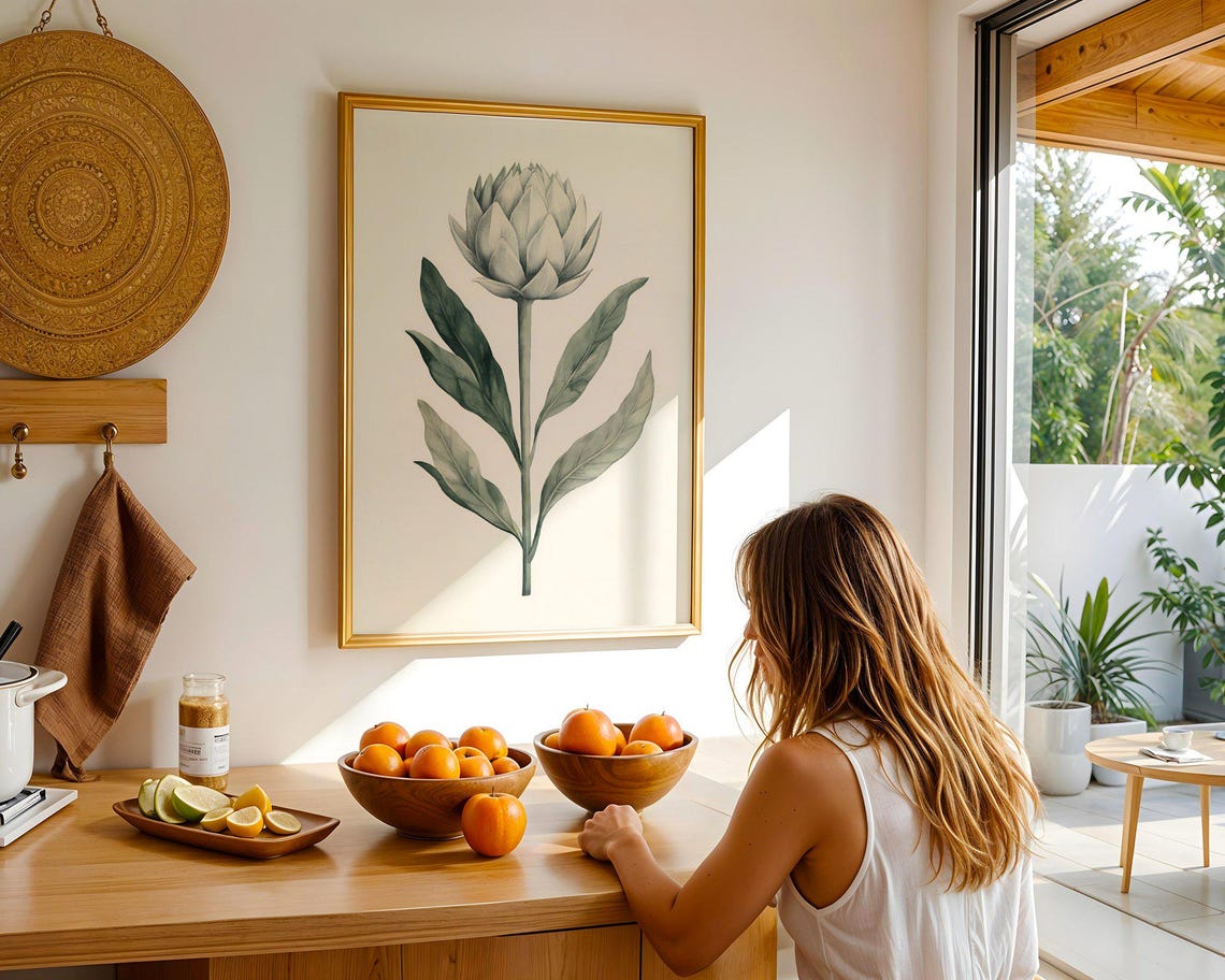 Artichoke Botanical Illustration Minimalist Nature Decor Poster - Image 5