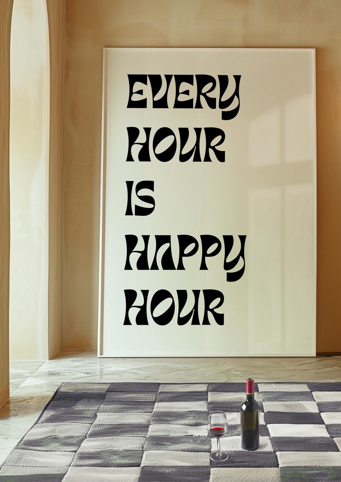 Retro Every Hour Is Happy Hour Wavy Typography Bar Quote Print - Image 2