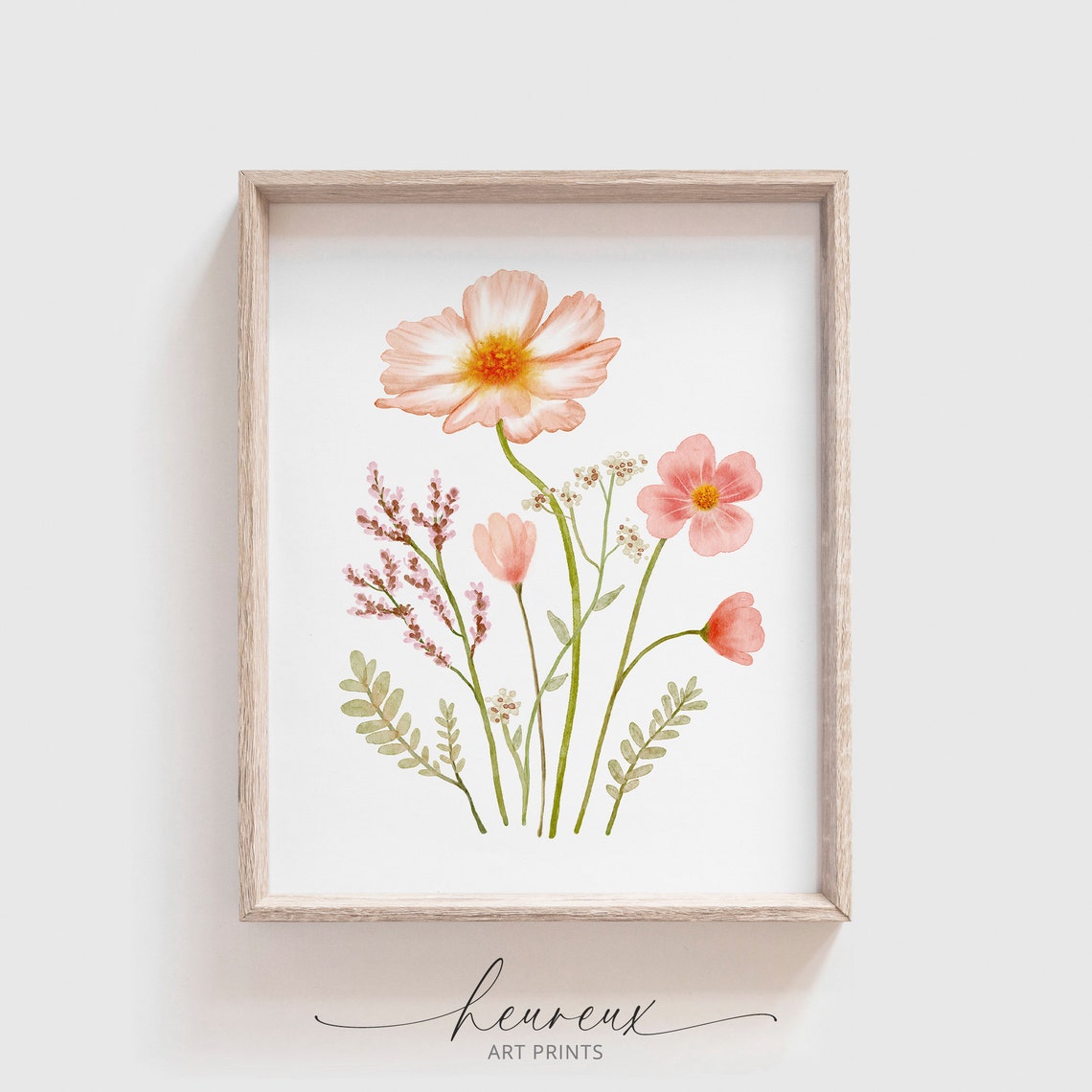 Watercolor Wildflower Wall Art Pink Flower Print Botanical Art Floral Watercolor Painting Farmhouse Home Decor Wall Art - Image 2