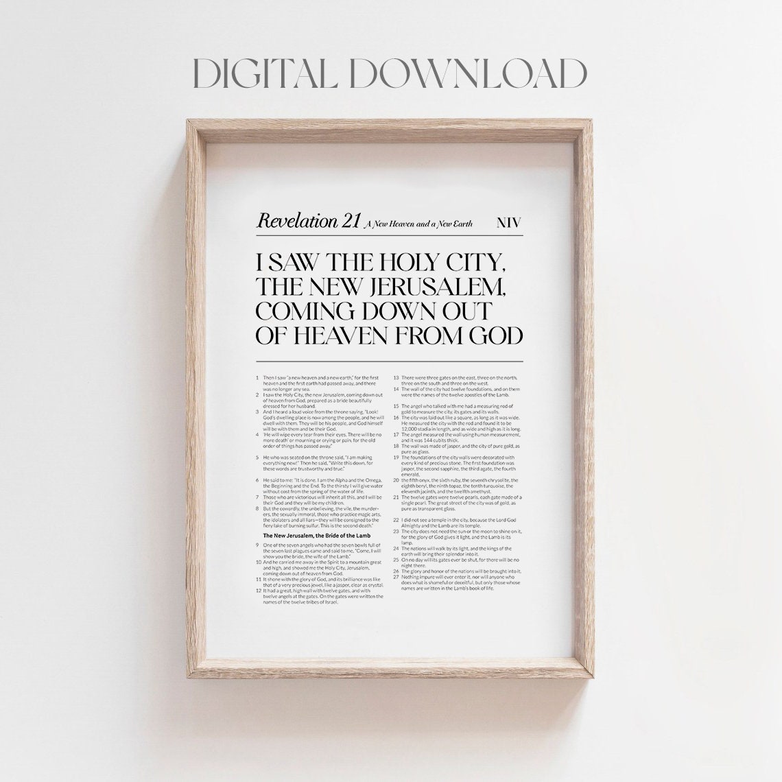 Revelation 21 Chapter New Jerusalem Holy City NIV Scripture Poster - Image 2