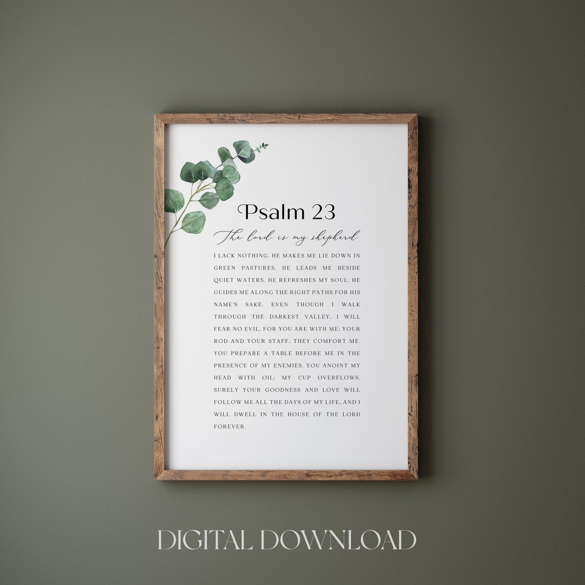 Psalm 23 The Lord Is My Shepherd Eucalyptus Full Passage Text Print
