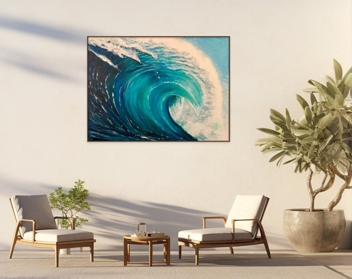 Ocean Wave Curl Barrel Turquoise Surf Water Swirl Coastal Poster - Image 4
