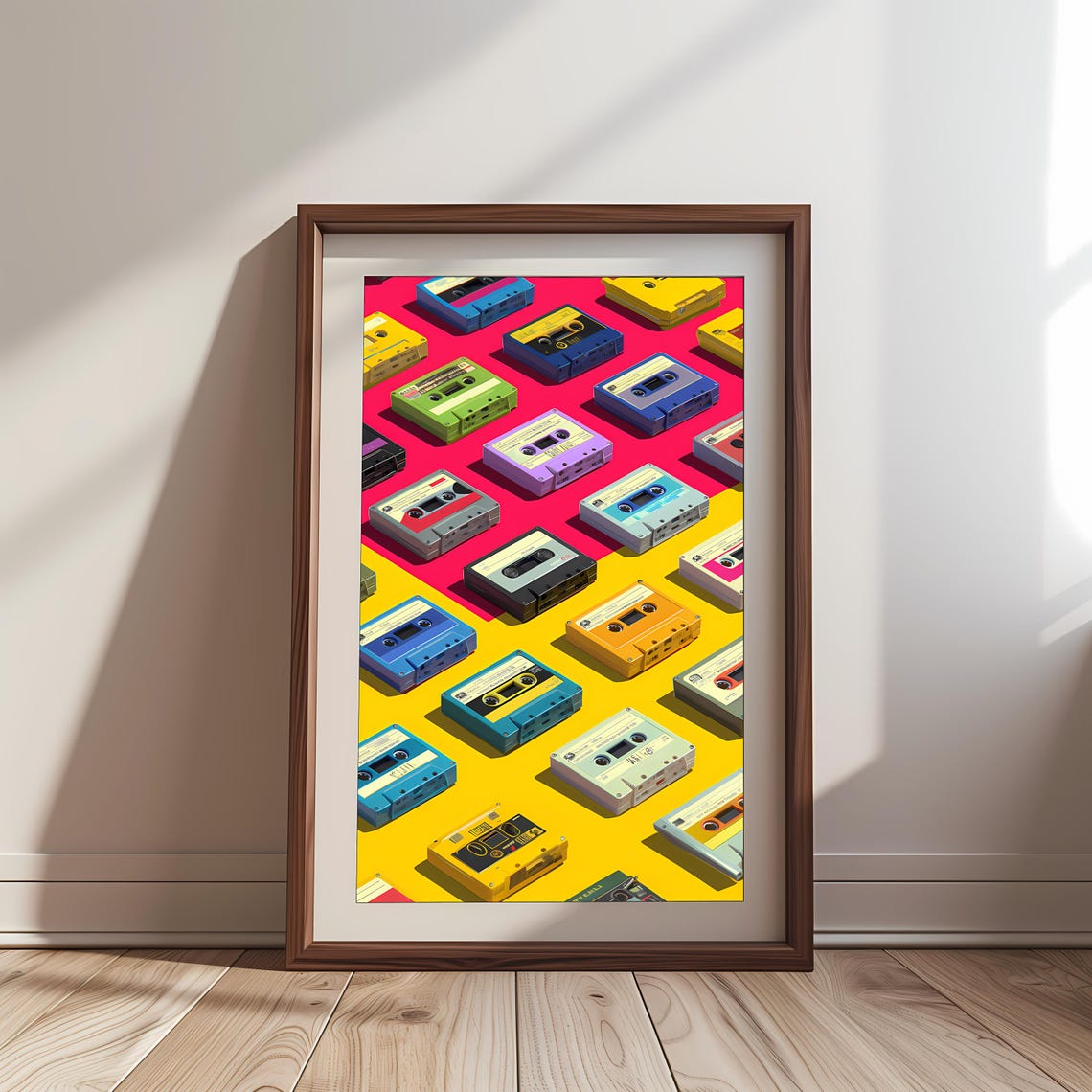 Retro Cassette Tapes Pop Art Pattern 80s Music Lover Decor Poster