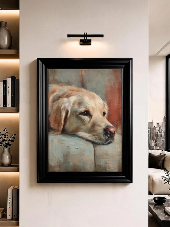 Labrador Wall Art Resting Dog Portrait Oil Painting Print
