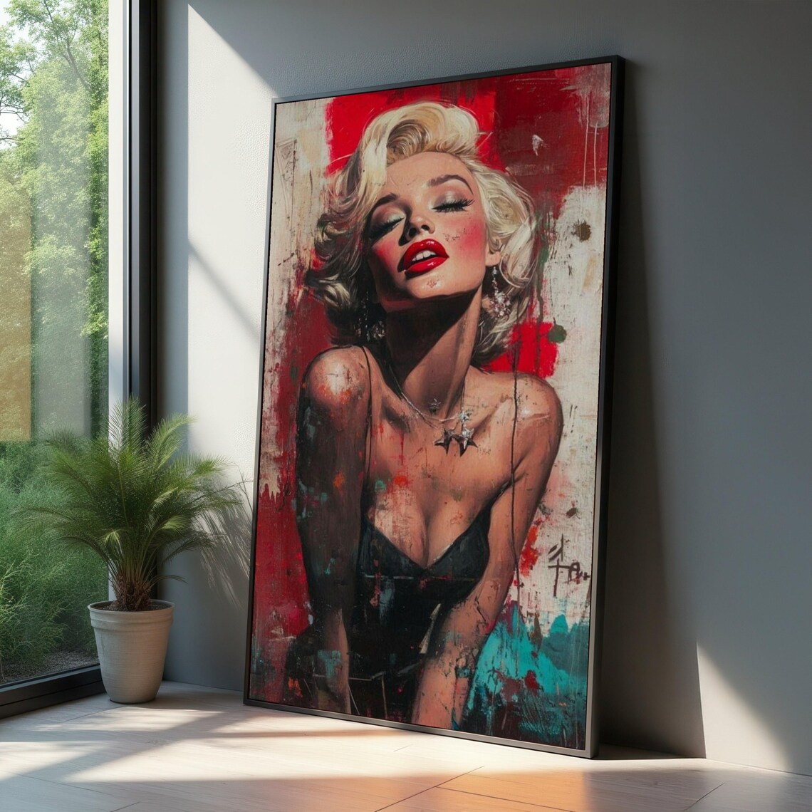 Glamorous Blonde Woman Portrait, Vintage Style Art Print