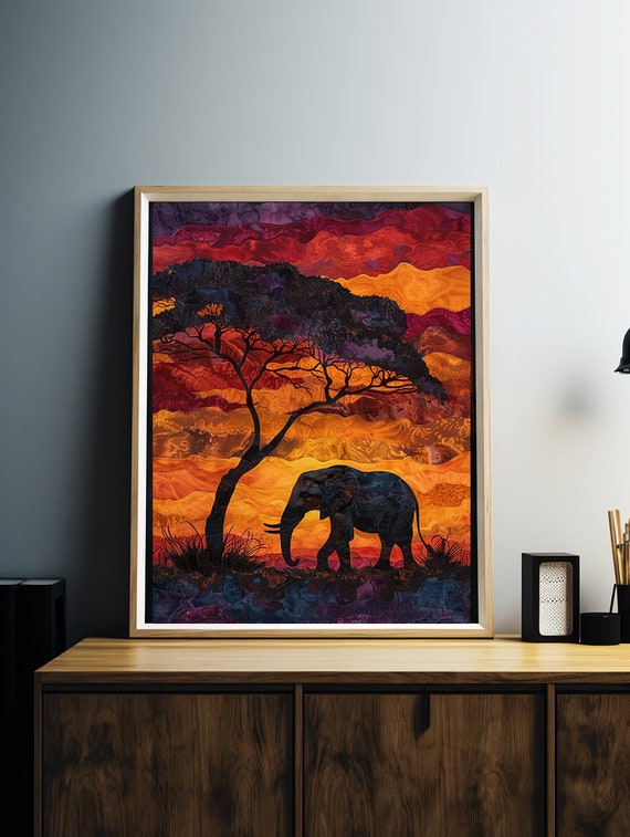 African Elephant Art Print, Wildlife Wall Decor