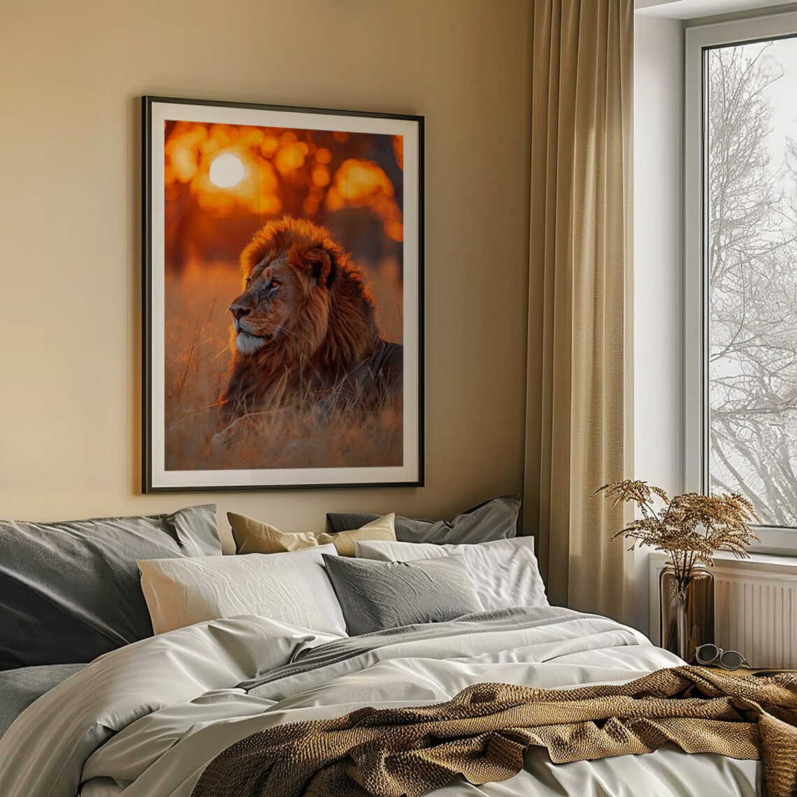African Lion Safari Art Print, Wildlife Decor - Image 6