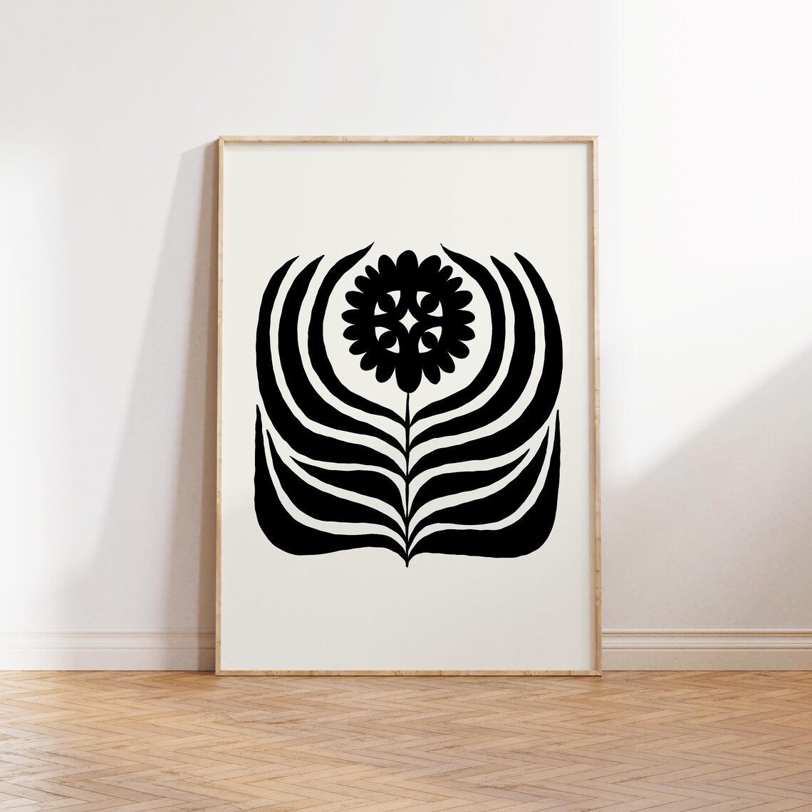 Abstract Flowers Black and White Art Print