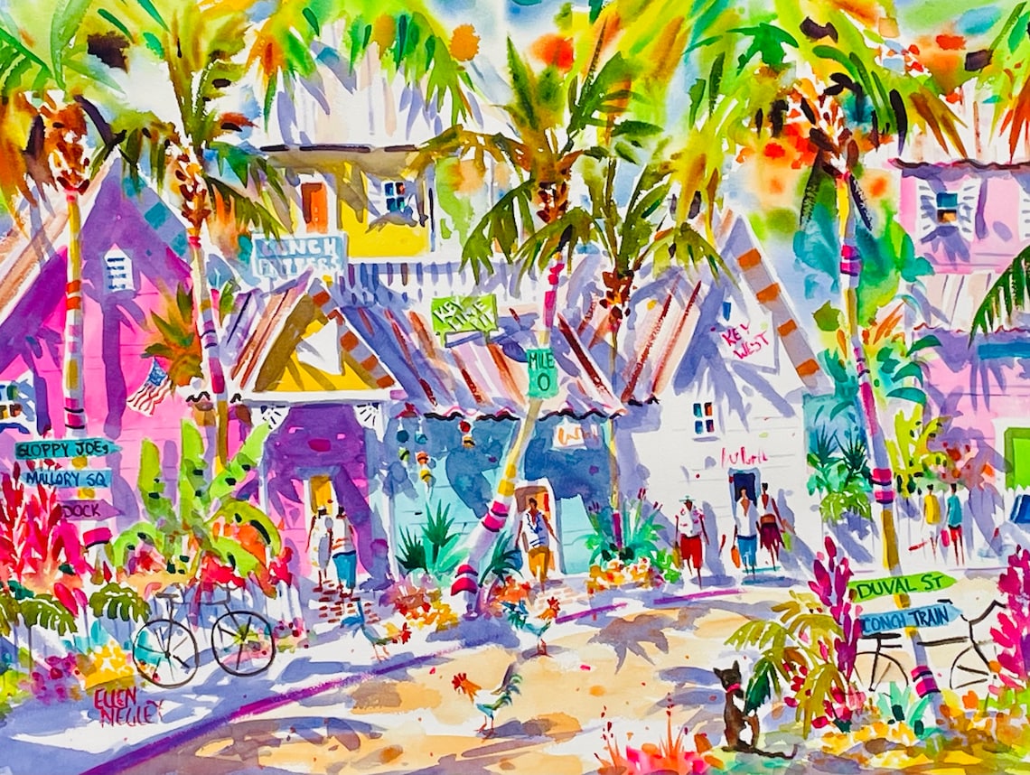 Key West Rooster, Duval Street Tropical Art Print - Image 3