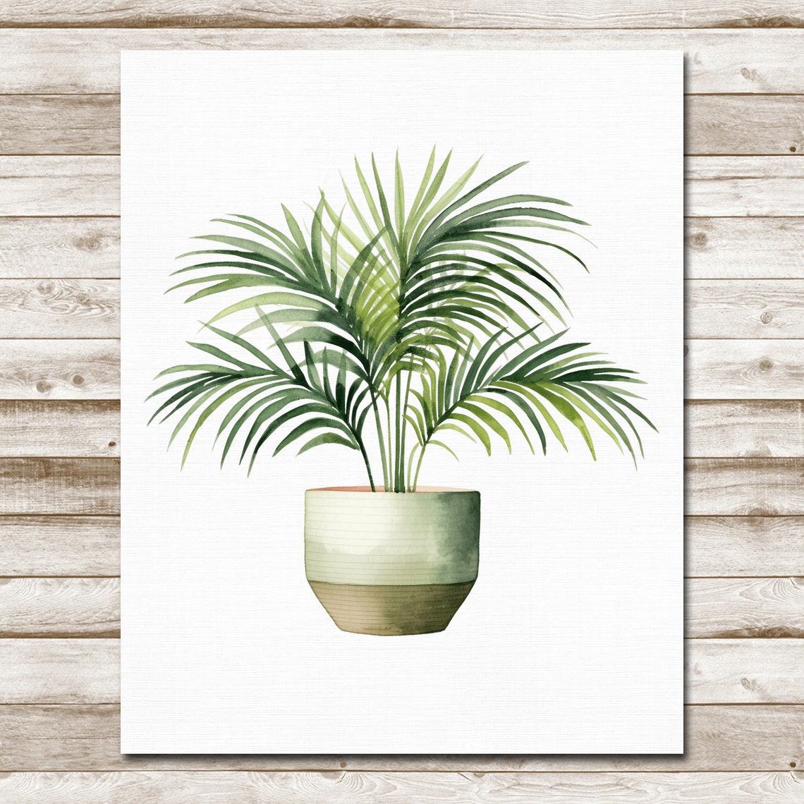 Potted Palm Plant Watercolor Botanical Houseplant Home Wall Art - Image 4
