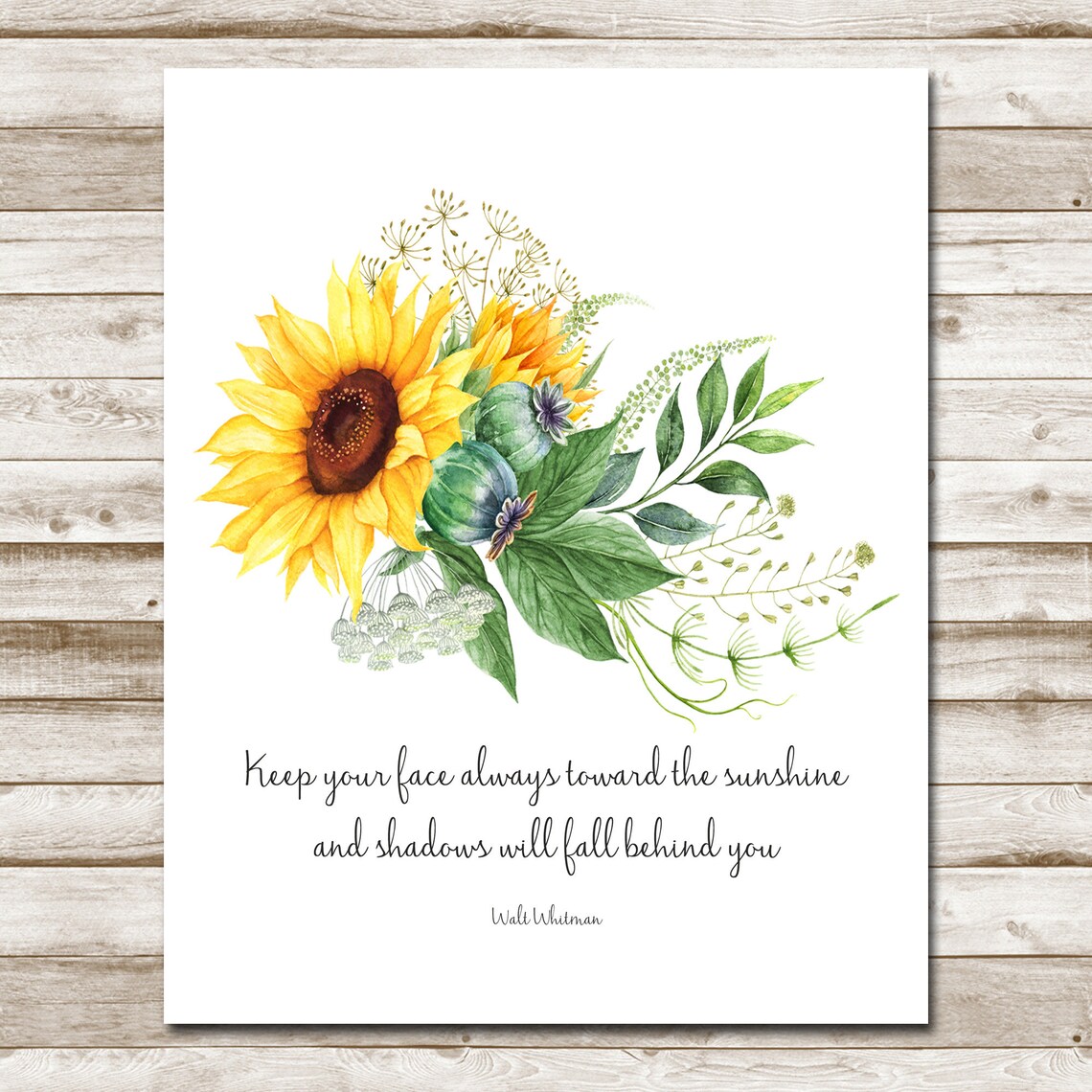 Sunshine Quote Wall Art, Walt Whitman Summer Floral - Image 4
