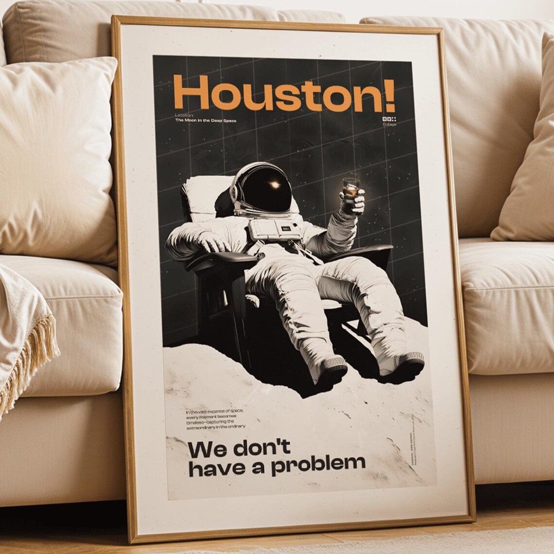 Houston Astronaut Poster, Retro Sci-Fi Art Print