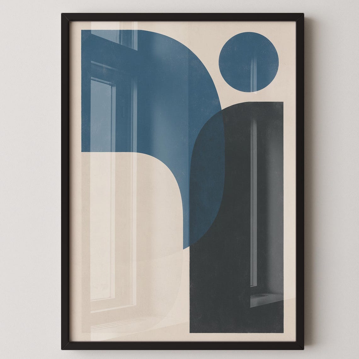 College Blue Geometric Abstract Arch Modern Minimalist Poster