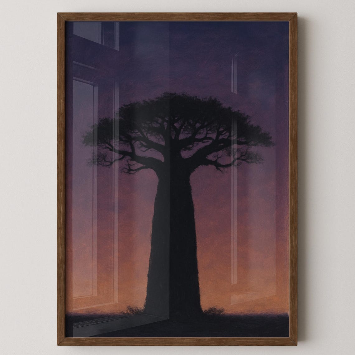 African Sunset Decor Baobab Tree Landscape Print