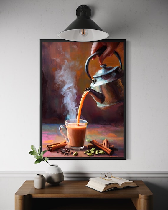 Masala Chai Poster, Painterly Kitchen Decor Art Print