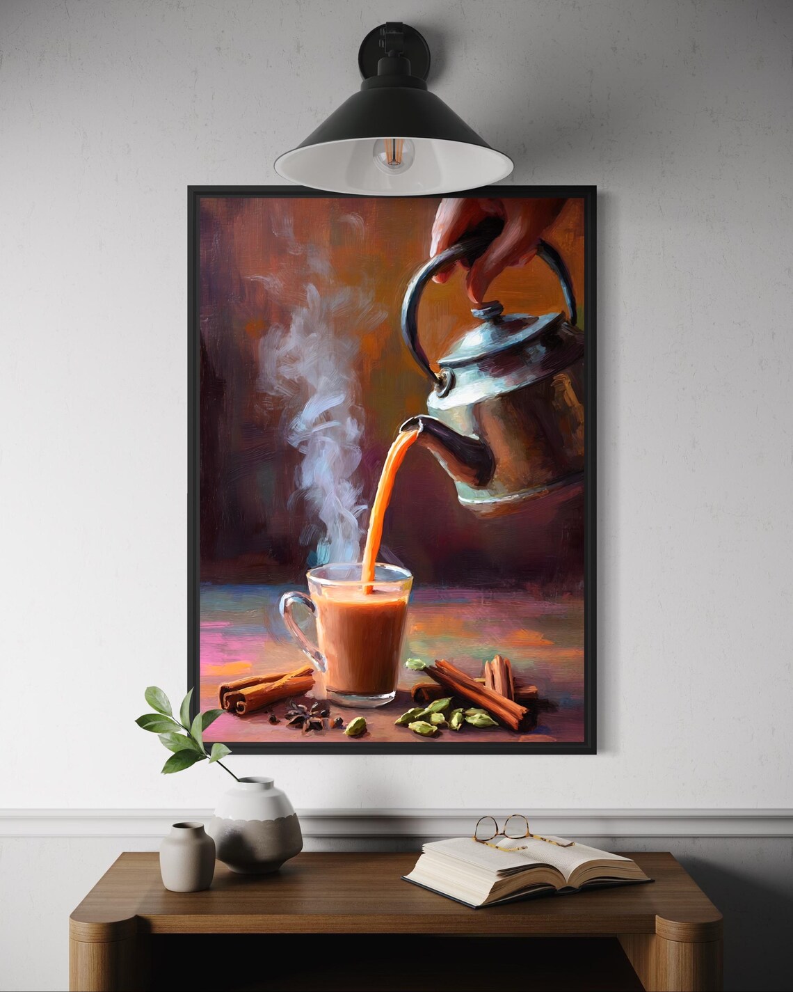 Masala Chai Poster, Painterly Kitchen Decor Art Print