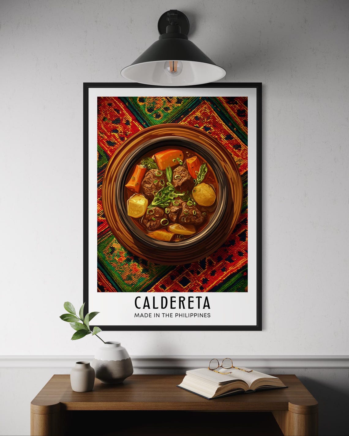 Caldereta Philippines Beef Stew Bowl Rustic Tabletop Food Art Poster
