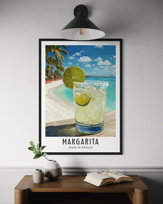 Margarita Cocktail Lime Wedge Beach Mexico Salt Rim Drink Art Poster