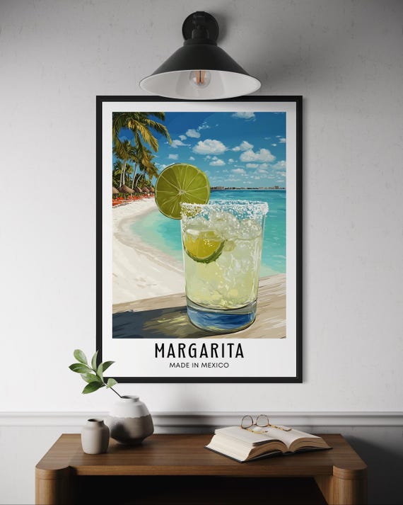Margarita Cocktail Poster Mexican Tequila Drink Wall Art Lime Print Bar Decor Mexico Kitchen Artwork Lover Gift