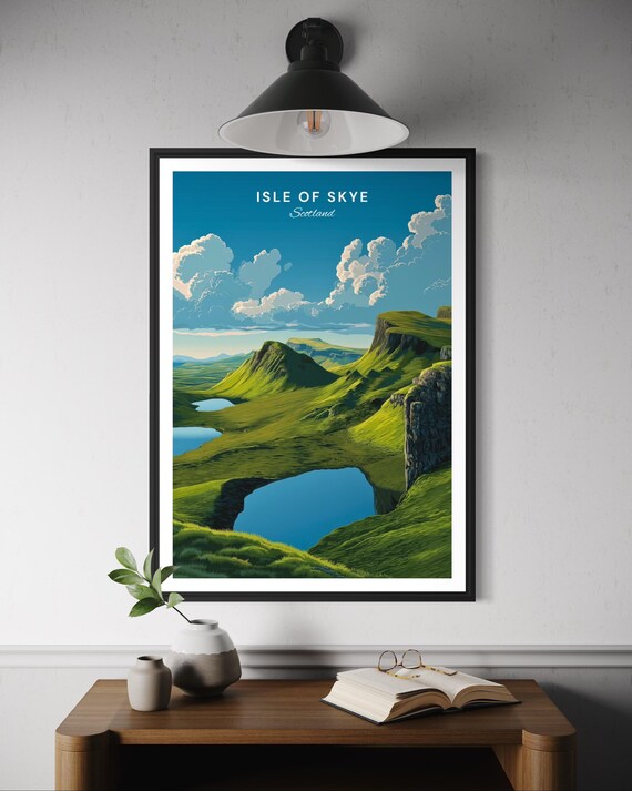 Isle of Skye Scotland Lochs Hills Blue Sky Scenic Travel Poster