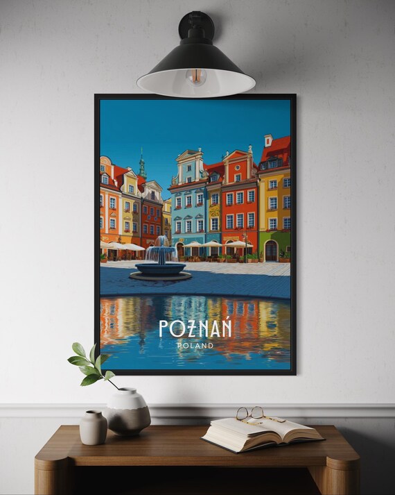 Pozna Poland Travel Poster Old Town Wall Art Hall Print European Cityscape Decor Historic Architecture Artwork Home