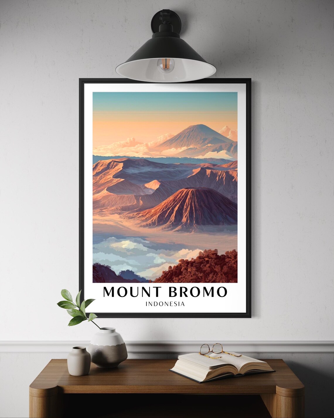 Mount Bromo Indonesia Travel Poster, Volcano Landscape