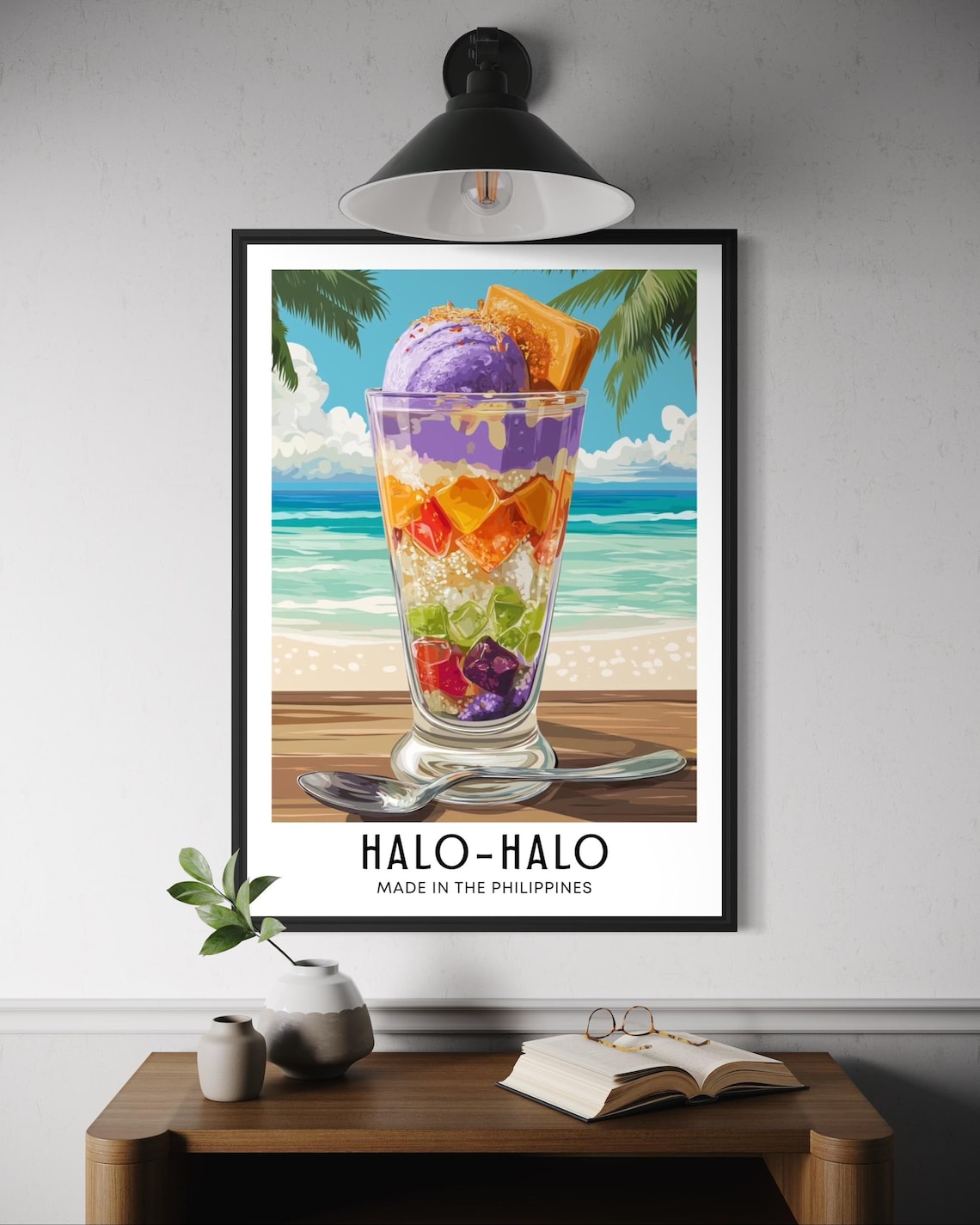 Halo-Halo Filipino Ube Ice Dessert Tropical Beach Summer Food Poster