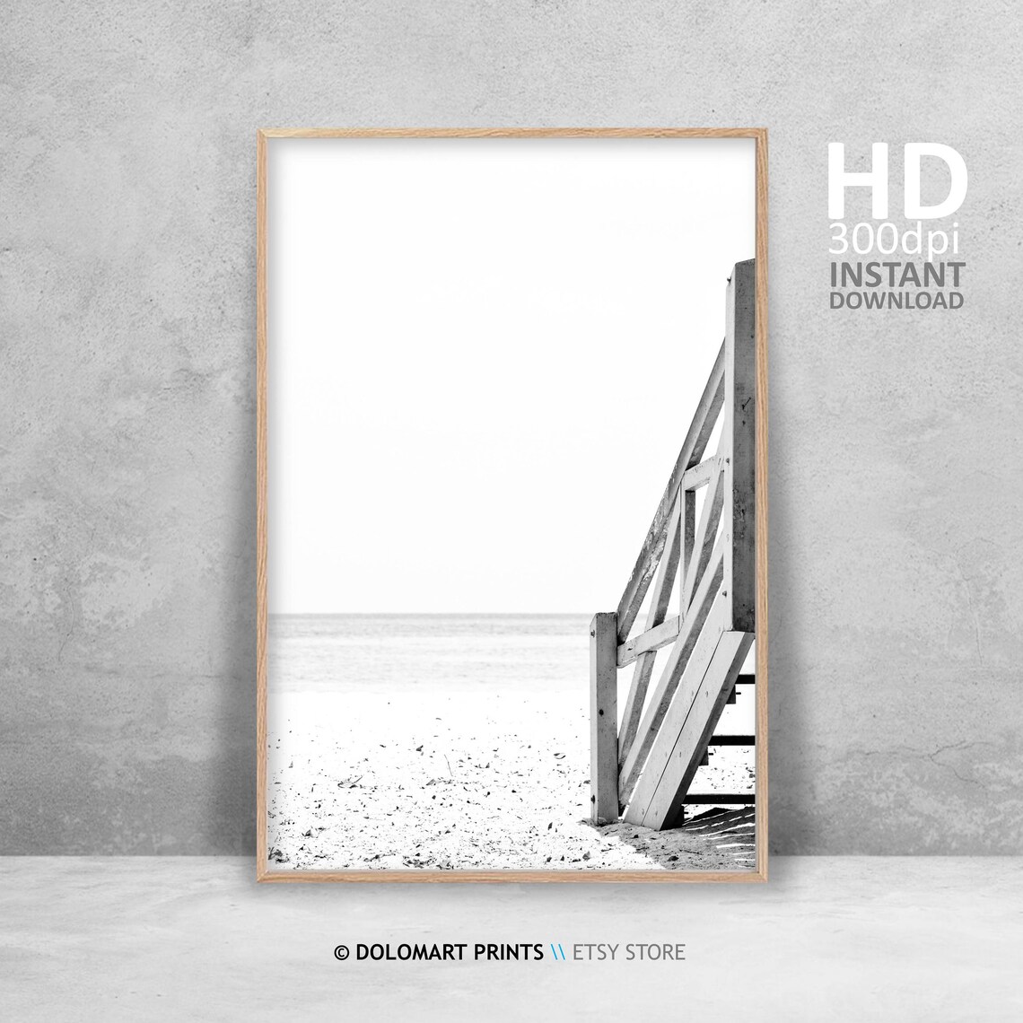 Black and White Beach Print, Tropical Coastal Poster - Image 4