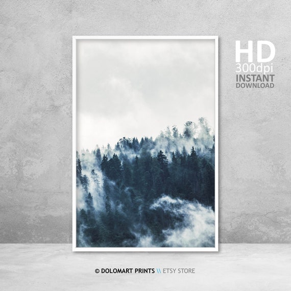 Modern Minimal Nordic Forest Landscape Art Print
