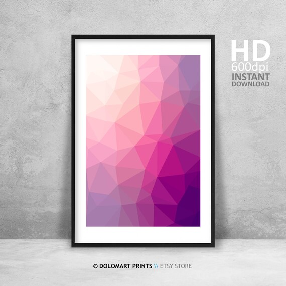 Pink Geometric Print Abstract Geometric Wall Art Low Poly Art Modern Geometric Poster Scandinavian Geometric Decor Wall Art