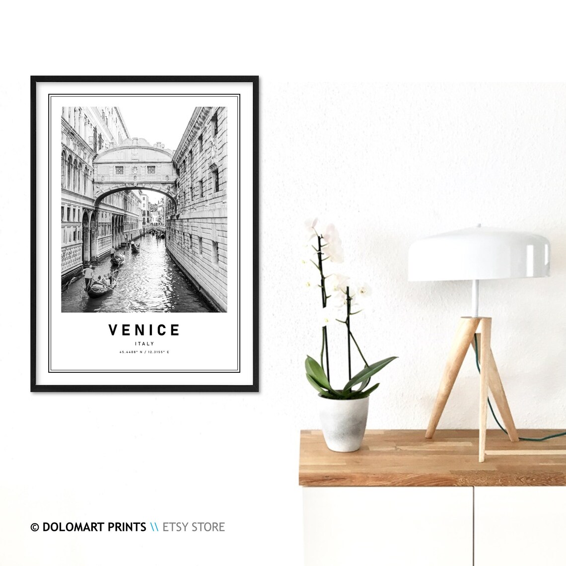 Venice Europe Travel Poster, Black And White Architecture - Image 3