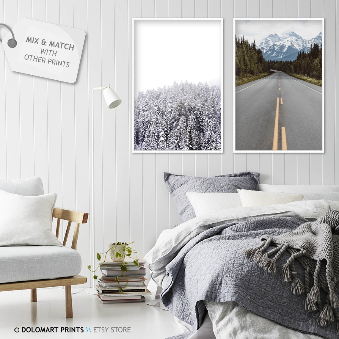 Snow Covered Evergreen Forest Minimal White Winter Wonderland Poster - Image 2