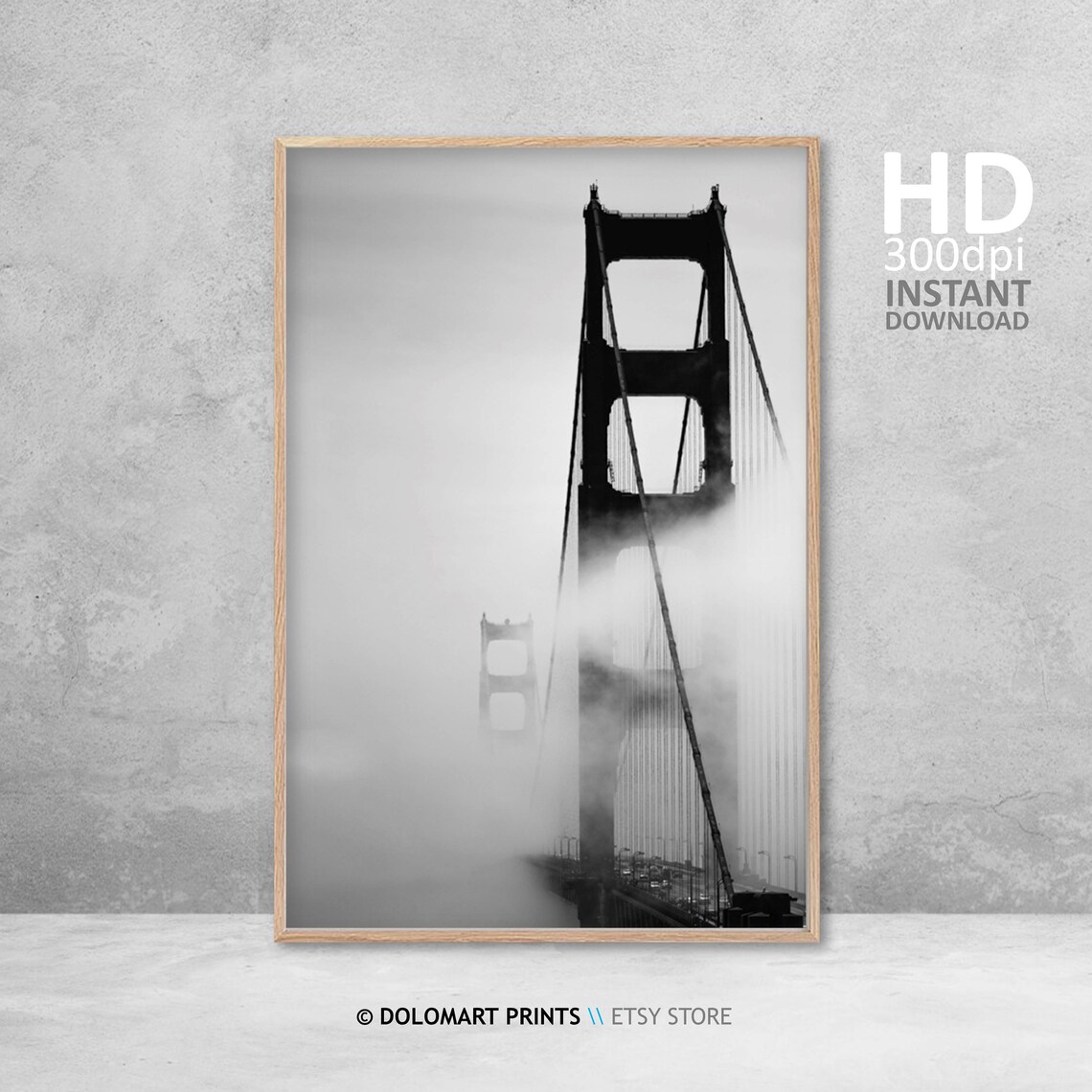 Golden Gate Bridge Black And White Travel Poster - Image 4