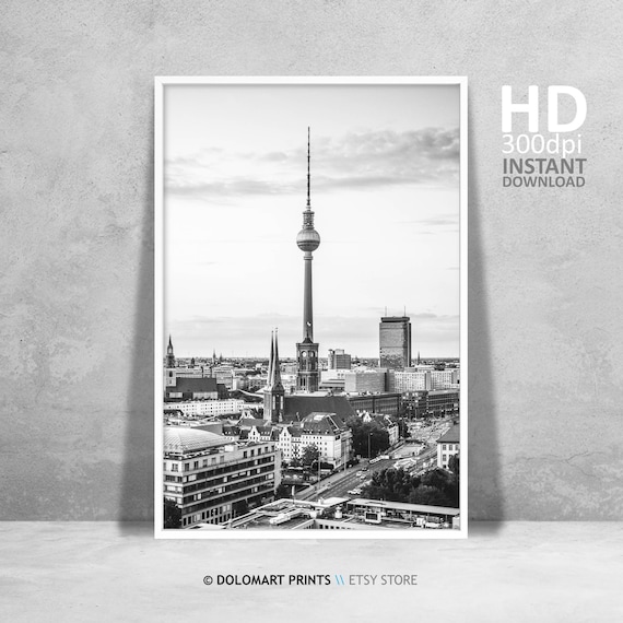 Berlin Architecture Travel Poster, Black And White
