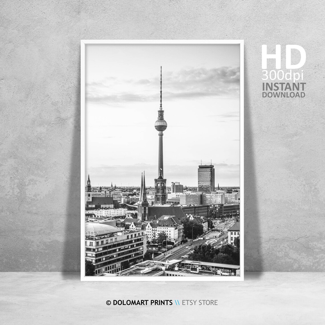 Berlin Architecture Travel Poster, Black And White