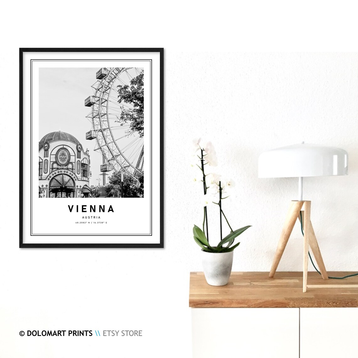 Vienna Austria Travel Poster, Black And White Coordinates - Image 3