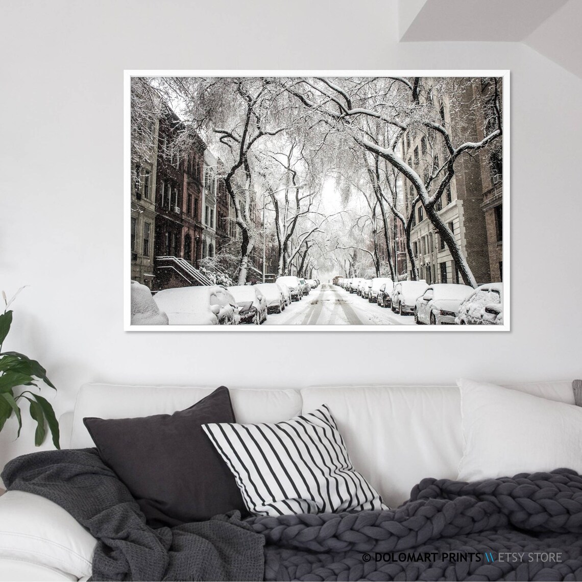 New York Upper East Side Under Snow Christmas Art Print - Image 2