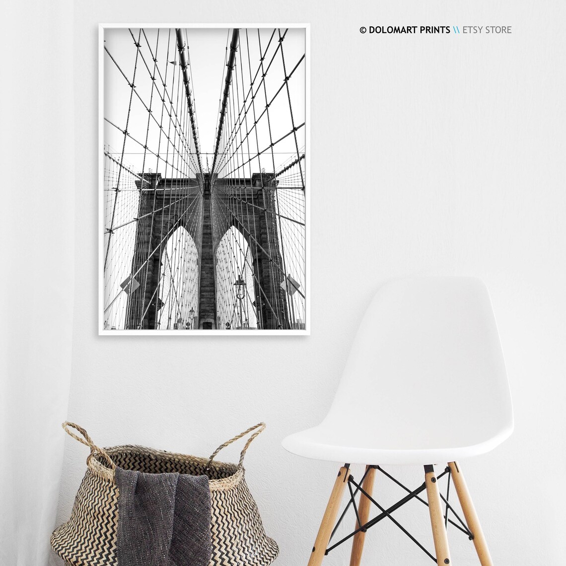 Brooklyn Bridge Black And White Architecture Print - Image 3
